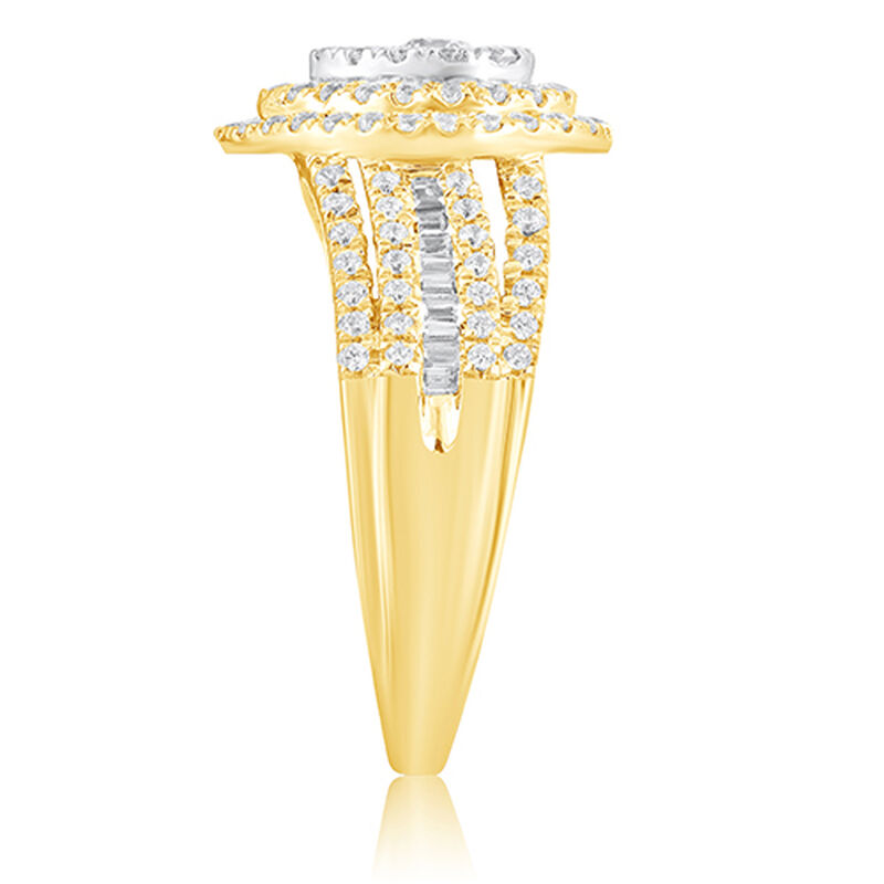 Brilliant-Cut Pear-Shaped 1ctw. Diamond Composite Double Halo Engagement Ring in 10k Yellow Gold image number null