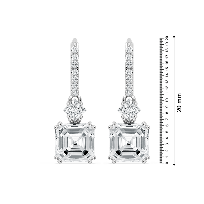 Lab Grown Diamond 3 1/3ctw. Princess Cut Dangle Earrings in 10k White Gold image number null