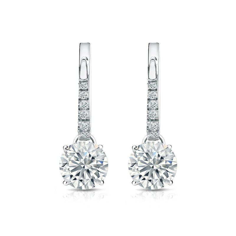 Diamond 1 1/2ctw. 4-Prong Round Drop Earrings in 14k White Gold I1 Clarity image number null