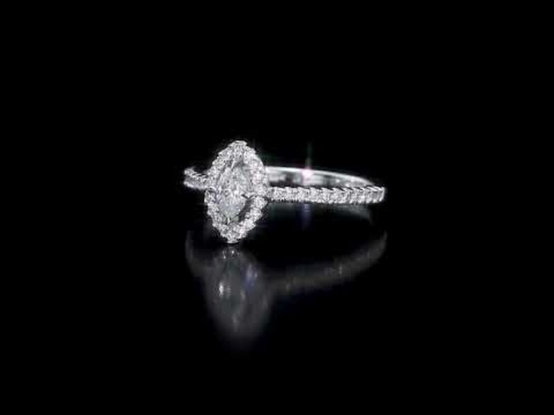 Marquise Diamond & Floating Halo 1/2ctw. Engagement Ring in 14k White Gold image number null