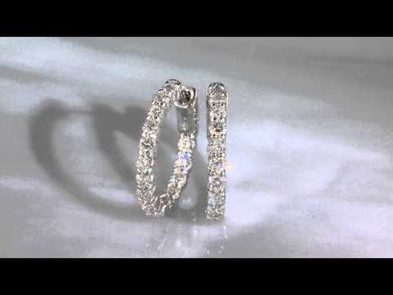 Round 4ctw. Diamond In & Out Hoop Earrings 14k White Gold image number null