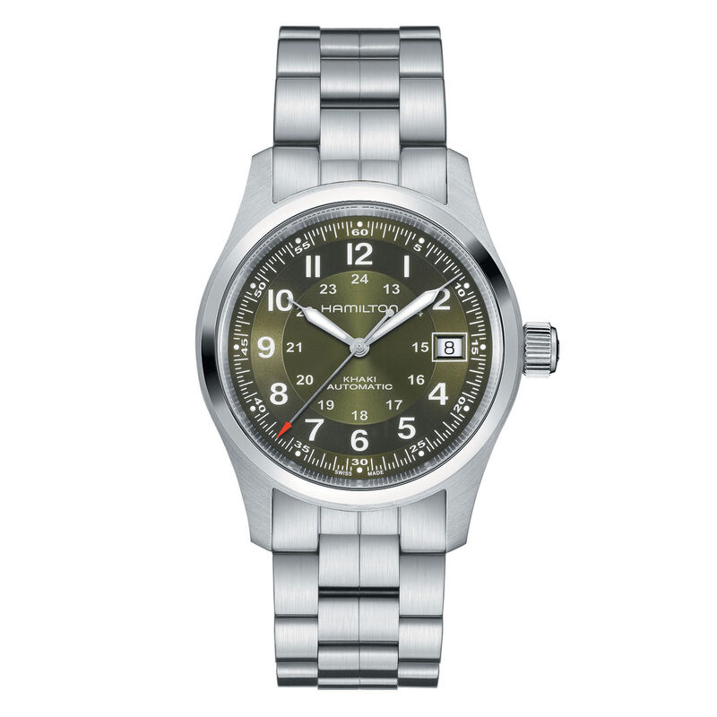 Hamilton Khaki Field Auto Date 38mm Green Dial Stainless Steel Watch H70455160 image number null