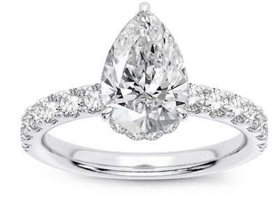 Pear Lab Grown 2 3/4ctw. Diamond Hidden Halo Engagement Ring in 14k White Gold