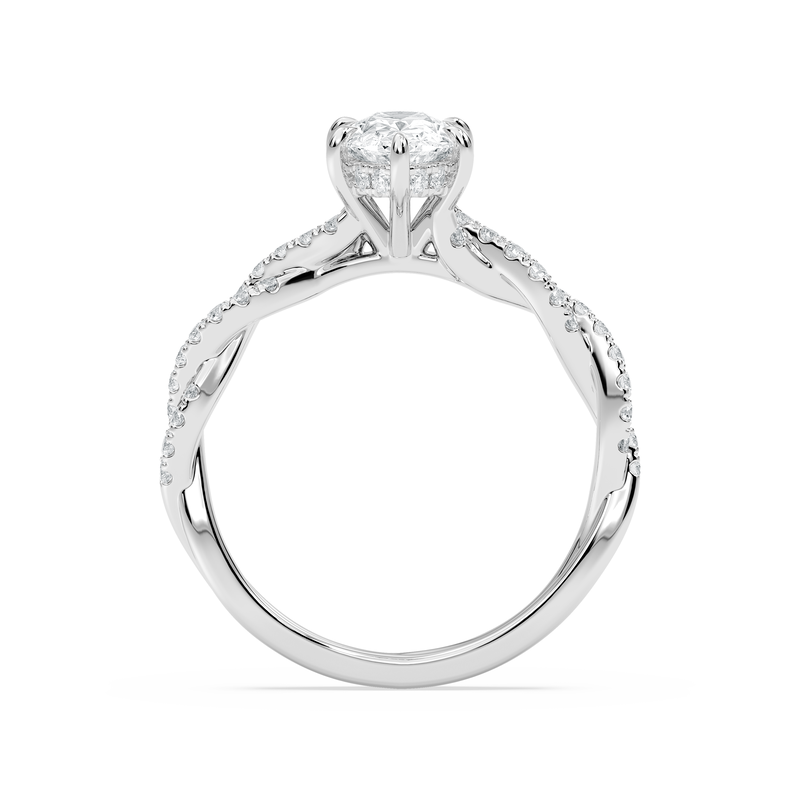 Duchess Oval Lab Grown Diamond 2ctw. Twist Engagement Ring in 14k White Gold image number null