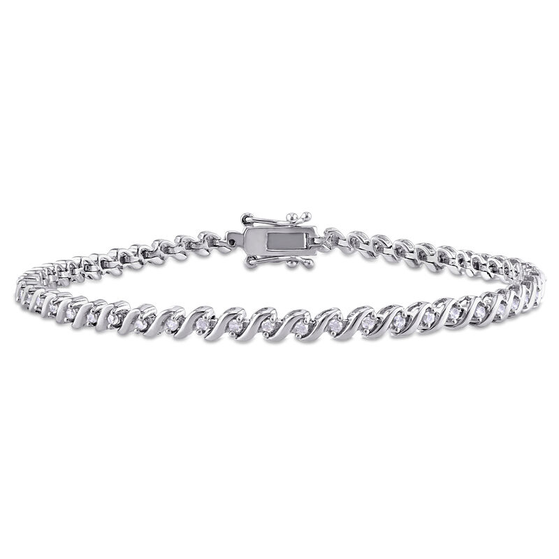 Round Diamond Tennis Bracelet in Sterling Silver image number null