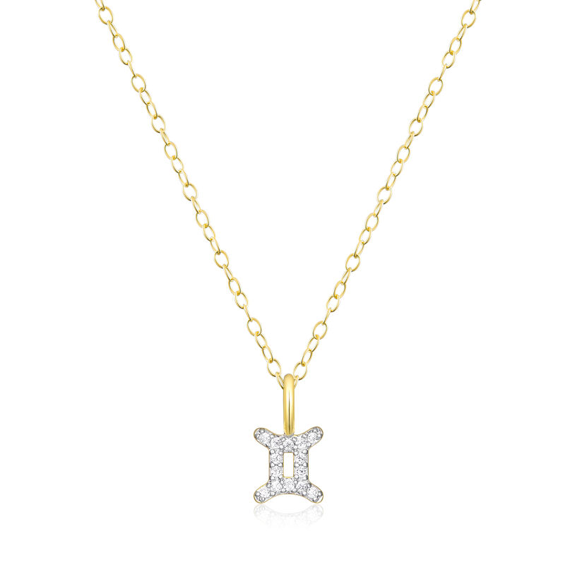 Lab Grown Diamond Gemini Constellation Pendant Necklace in 14k Yellow Gold Plated Sterling Silver image number null