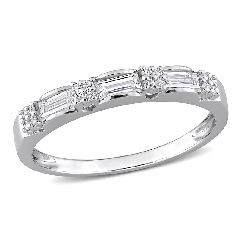 Baguette 2/5ctw. Created Moissanite Fashion Ring in Sterling Silver image number null