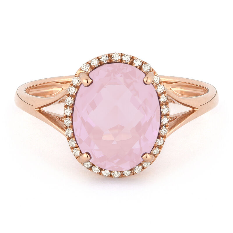 Tahiti Pink Created Oval Spinel & Diamond Ring in 14k Rose Gold image number null