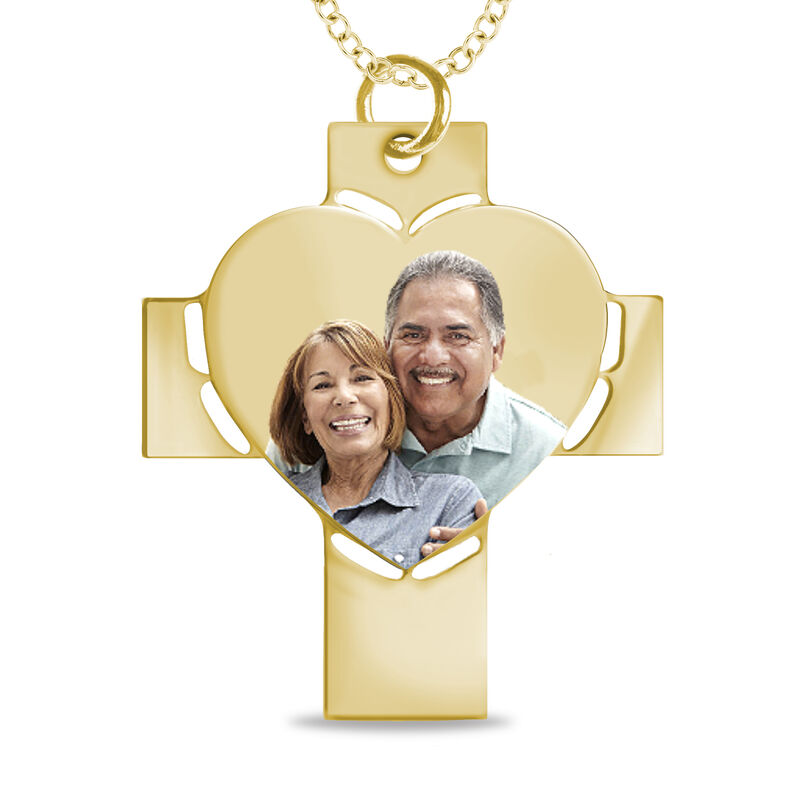 Cross Photo Pendant in 10k Yellow Gold image number null