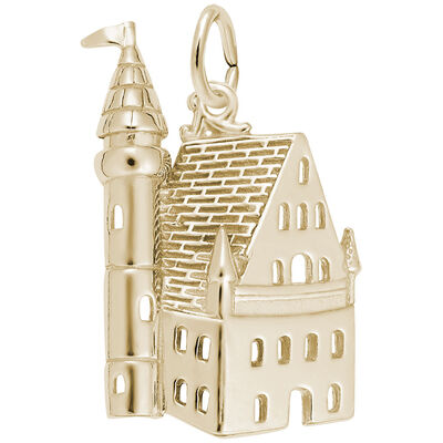 Castle Charm in Gold Plated Sterling Silver