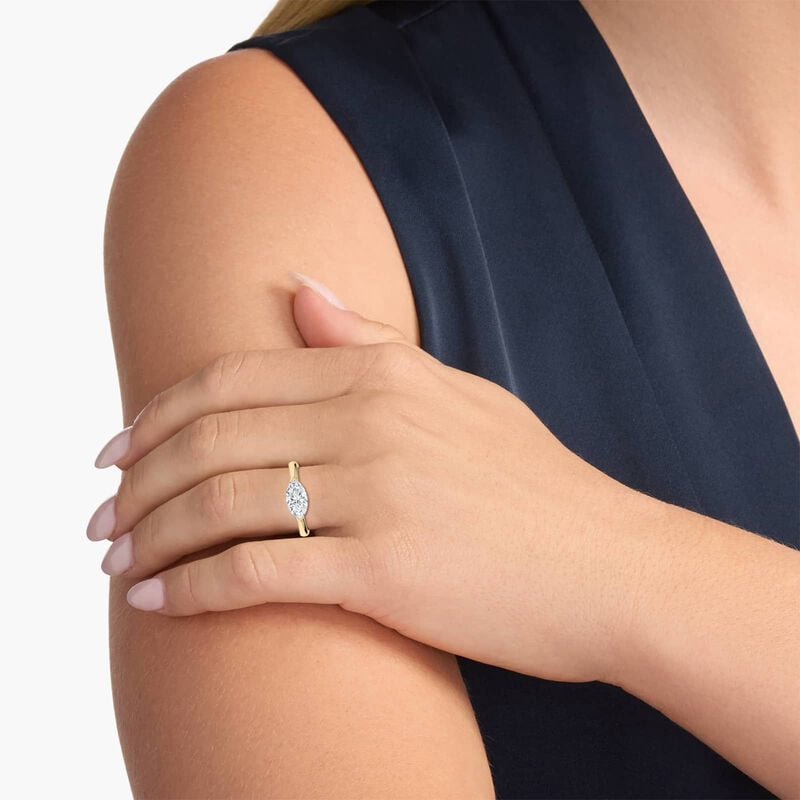 Marquise Lab Grown Diamond 3ctw. East West Diamond Bridge Solitaire Engagement Ring in 14k Yellow Gold image number null