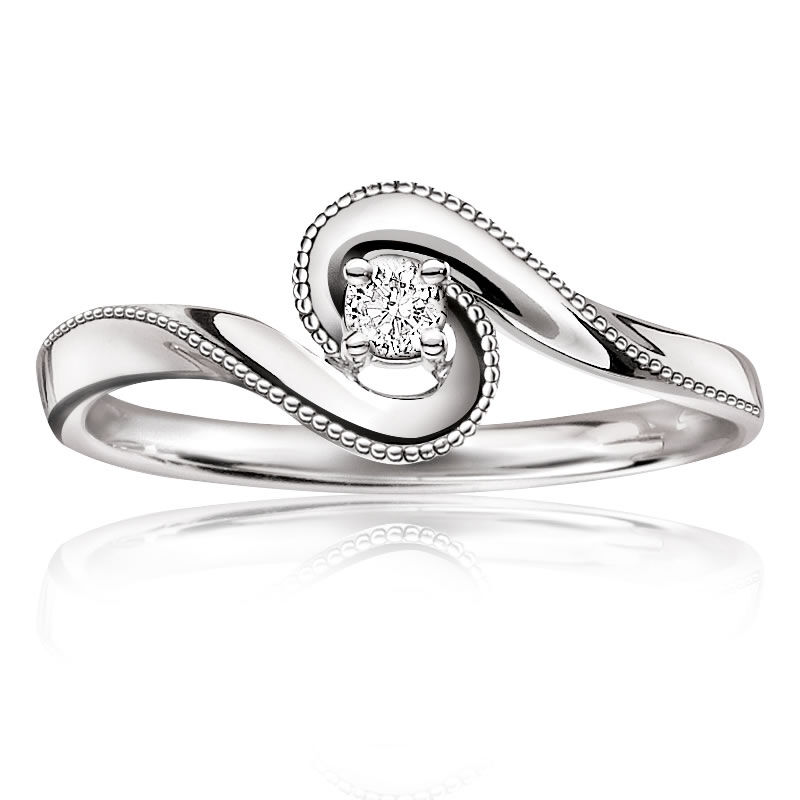 Diamond Embrace Promise Ring in 10k White Gold image number null