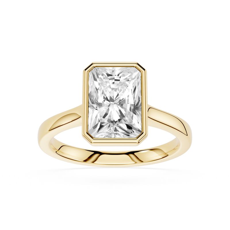 Radiant Lab Grown Diamond 2ct. Bezel Solitaire Engagement Ring in 14k Yellow Gold image number null