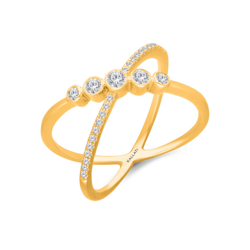 Celestial Crossover Diamond Ring in 14K Yellow Gold image number null
