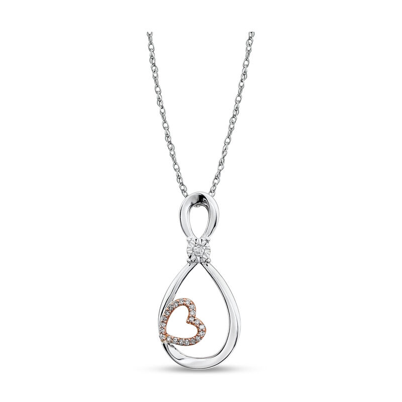 Diamond Infinity Heart Necklace in 10k White & Rose Gold image number null
