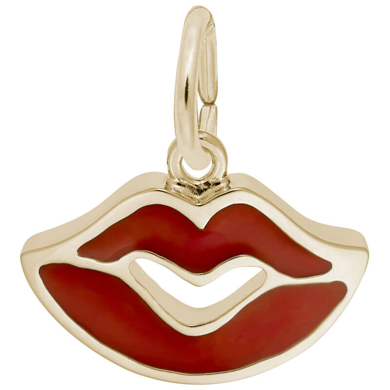 Red Lips Kiss Charm in 14K Yellow Gold image number null