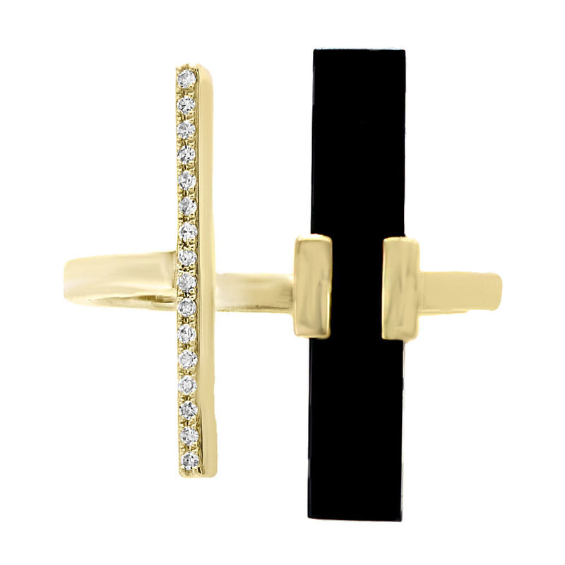 EFFY Onyx & Diamond Open Ring in Yellow Gold image number null