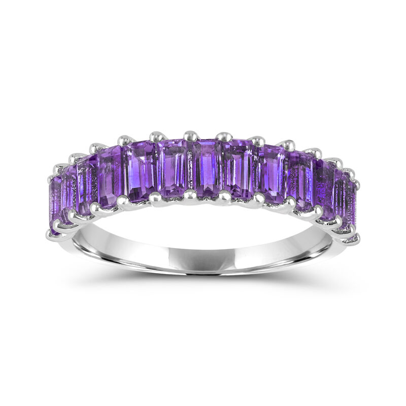 Baguette-Cut Amethyst Eternity Band in Sterling Silver image number null