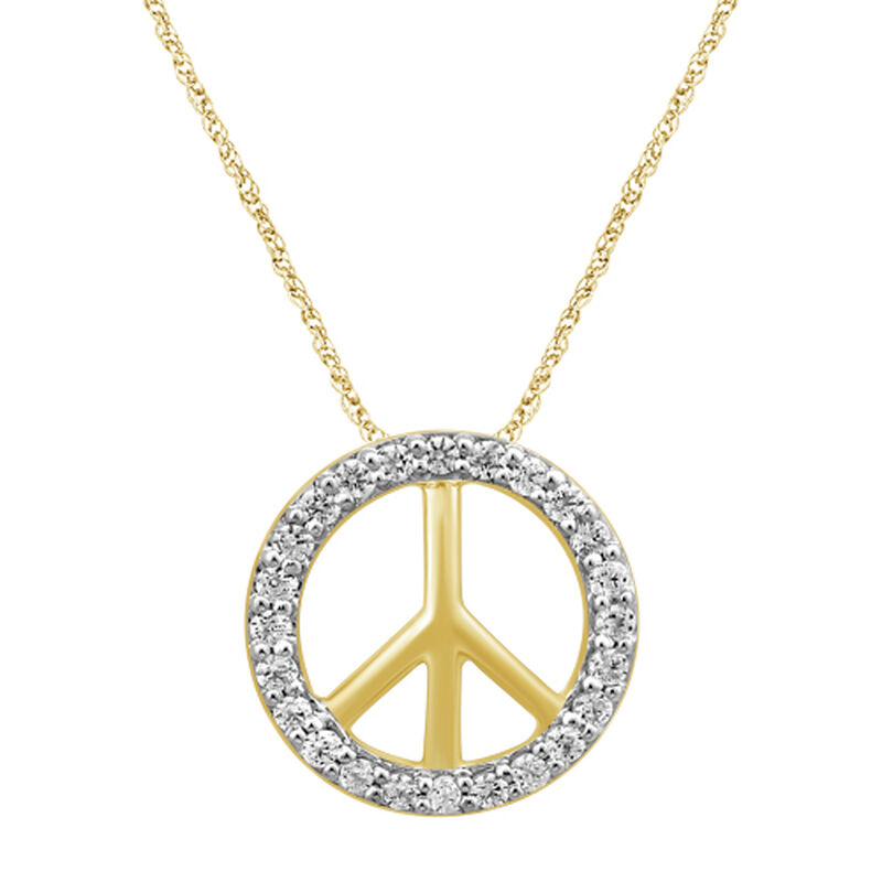 Hope & Peace Diamond Pendant in 10k Yellow Gold image number null