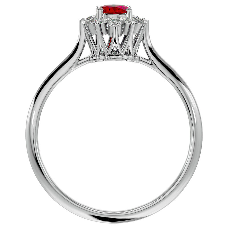 Oval-Cut Ruby & Diamond Halo Ring in 14k White Gold image number null