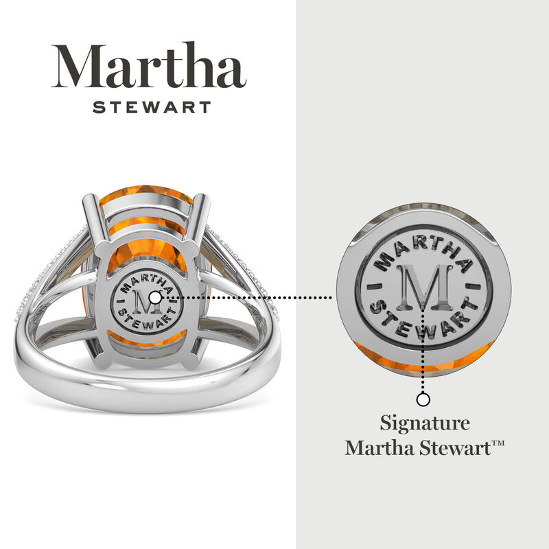 Martha Stewart 10 1/4ctw. Cushion Cut Citrine & Lab Grown Diamond Ring In Sterling Silver image number null
