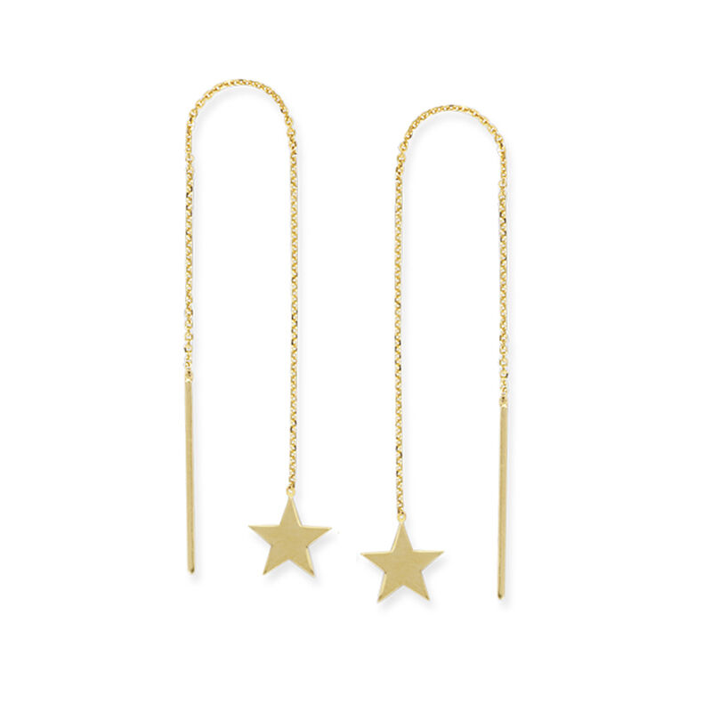 Flat Star Threaded Earrings in 14k Yellow Gold image number null
