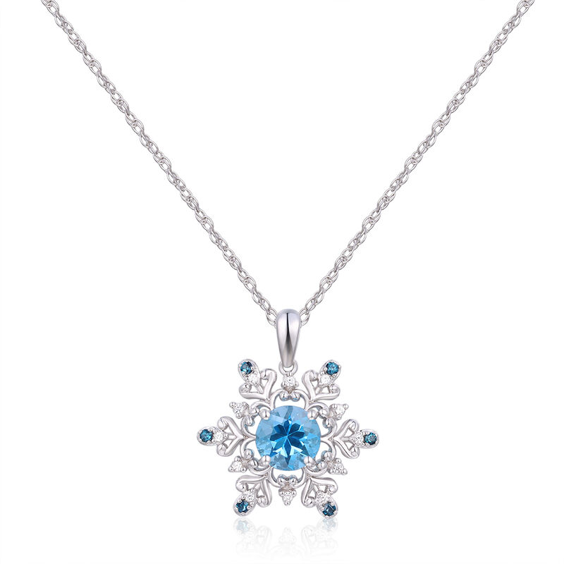 Blue Topaz Created White Sapphire Snowflake in Sterling Silver image number null