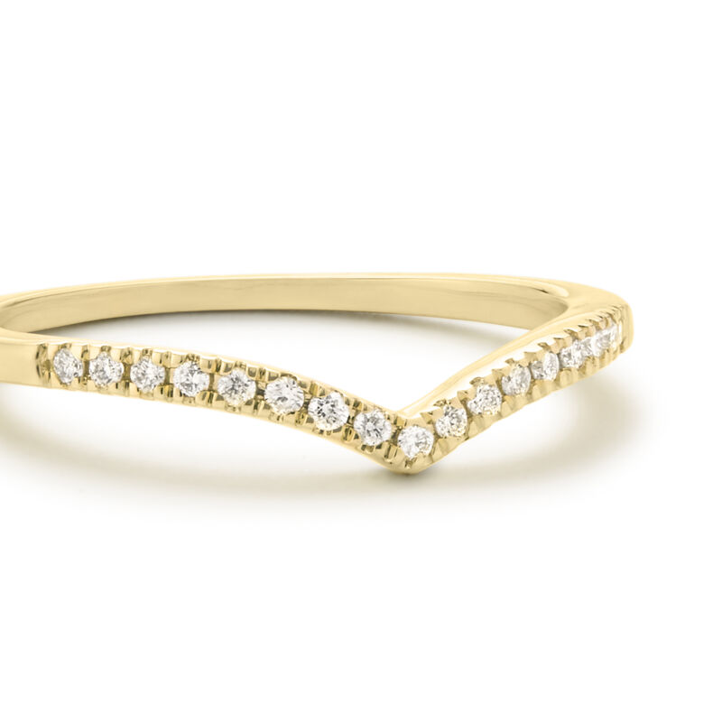 Brilliant-Cut 1/10ctw. Diamond V Stackable Band in Set in 14k Yellow Gold image number null