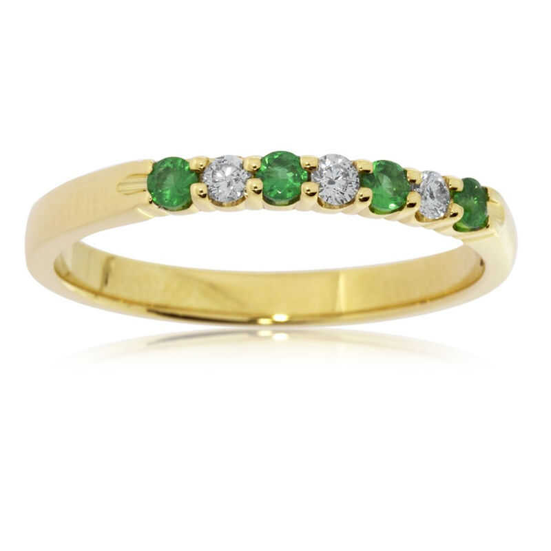 Diamond & Emerald Prong Set.15ctw. Band in 14k Yellow Gold image number null
