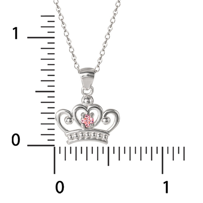 Disney Pink Cubic Zirconia Princess Tiara Pendant in Sterling Silver image number null