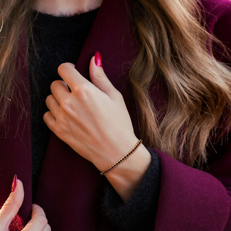 Garnet Bracelet in Gold Plated Sterling Silver image number null