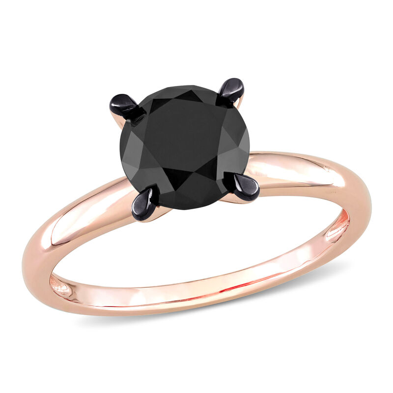  Round-Cut 2ctw. Black Diamond Solitaire Engagement Ring in 14k Rose Gold image number null