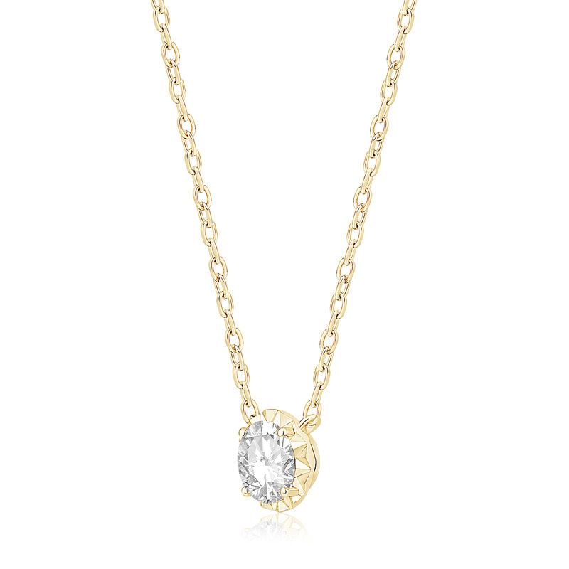Round Lab Grown Diamond 1/2ctw. Pendant Necklace in 10k Yellow Gold image number null