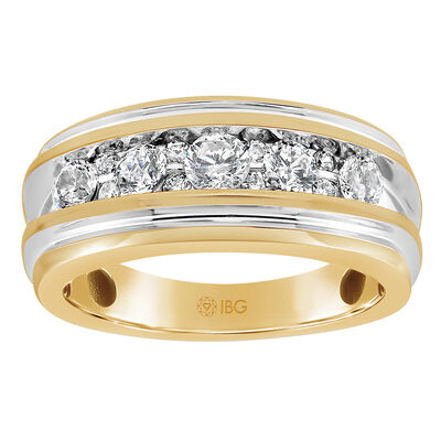 Men's 1ctw. Diamond & 14k Two Tone Gold Wedding Ring