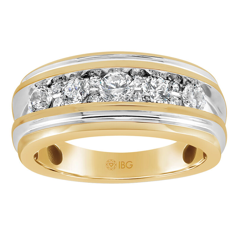 Men's Round-Cut 1ctw. Diamond Ring in 14k White & Yellow Gold image number null