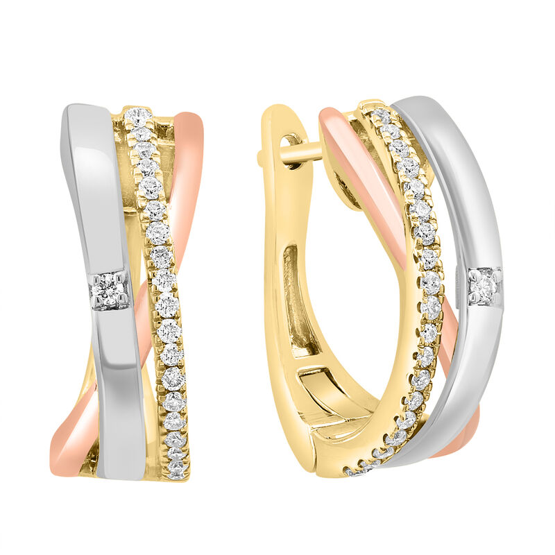 EFFY .21ctw. Diamond Twish Fashion Hoop Earrings in 14k Tricolored Gold image number null