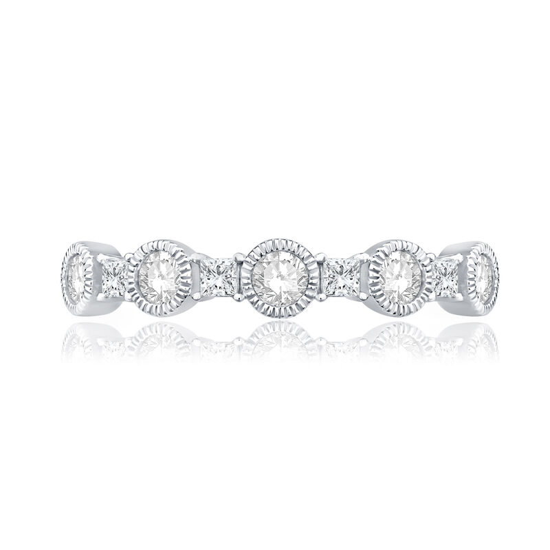Lab Grown Diamond 1/2ctw. Milgrain Anniversary Ring in 14k White Gold image number null