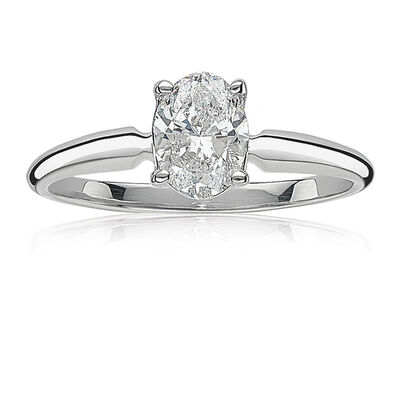 Lab Grown 1 1/4ct. Diamond Oval Solitaire Engagement Ring in 14k White Gold