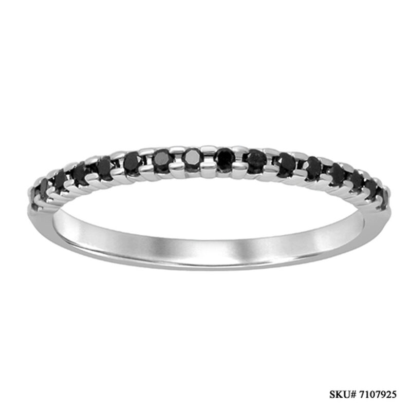 Diamond Stackable Genuine Black Pave Band in 10k White Gold image number null