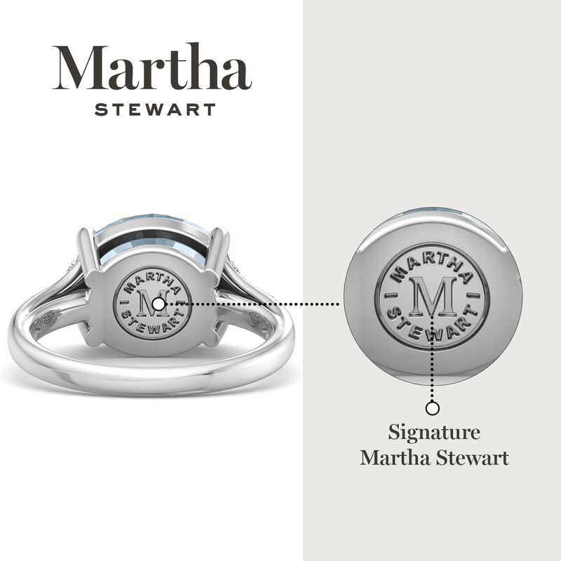 Martha Stewart Oval Aquamarine and Lab Grown Diamond Ring in Sterling Silver image number null
