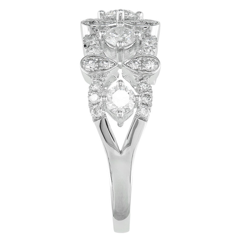 Round Natural Diamond 1ctw. Open Lace Wedding Ring in 14k White Gold image number null