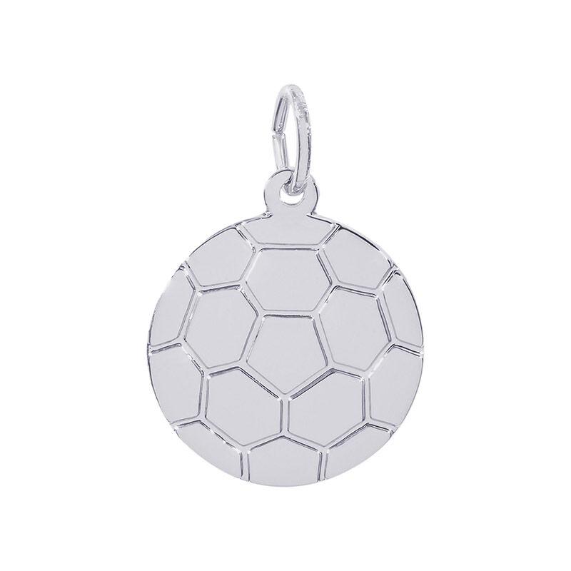 Flat Soccer ball Sterling Silver Charm image number null