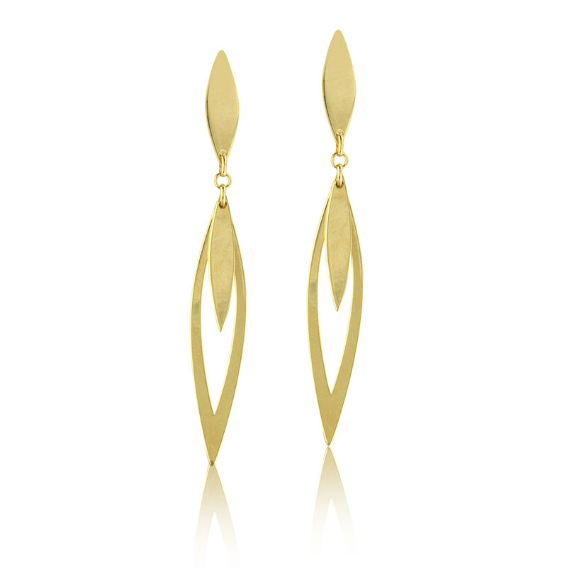 Fancy Dangle Marquise Fashion Earrings in 14K Yellow Gold image number null
