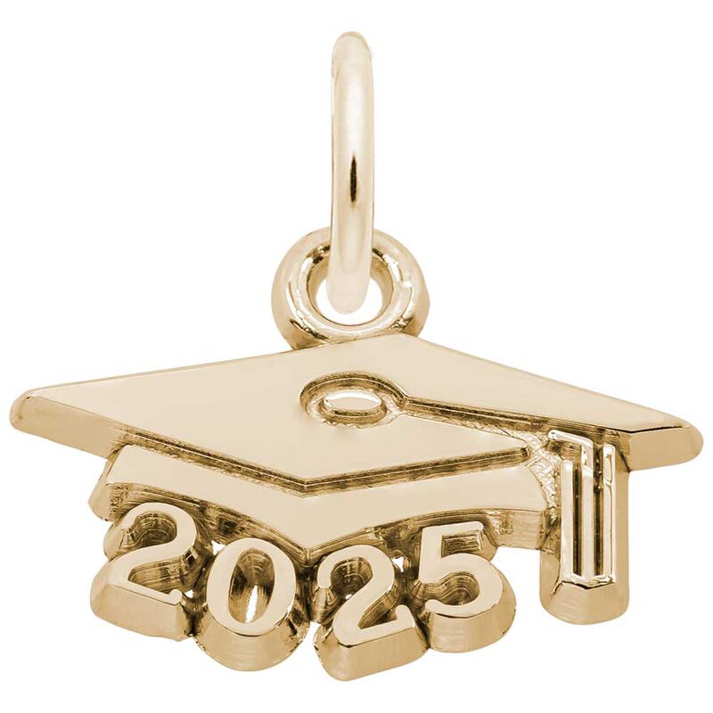 2025 Graduation Cap Charm in Gold Plated Sterling Silver image number null