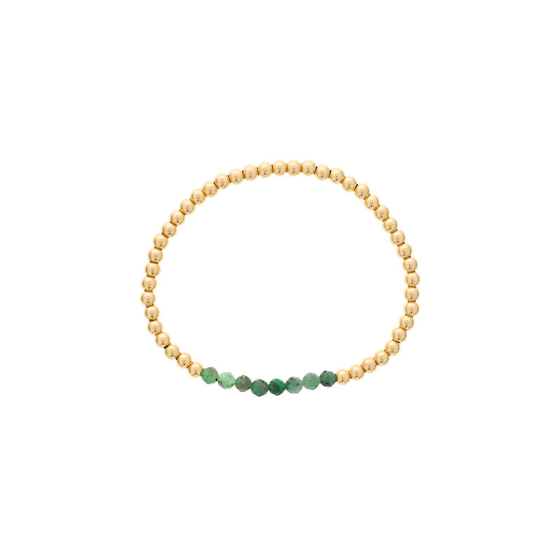 Emerald Birthstone Beaded Bracelet Gold Filled image number null