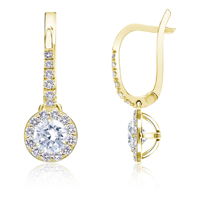 Diamond Halo ½ct. t.w. Dangle Earrings in 14k Yellow Gold image number null