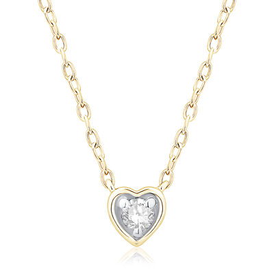 Natural Diamond 1/10ctw. Heart Pendant in 10k Yellow Gold