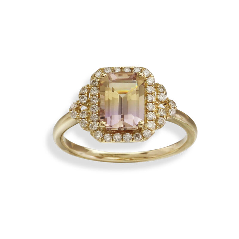 JK Crown Octagon Ametrine & Diamond Ring in 14k Yellow Gold image number null