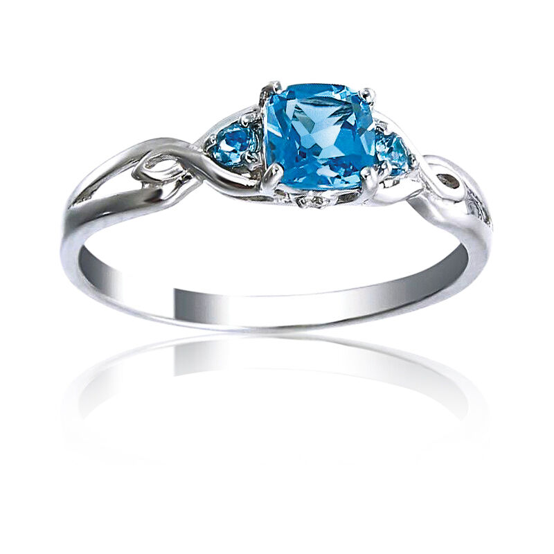 Blue Topaz & Diamond Accents Ring in Sterling Silver image number null