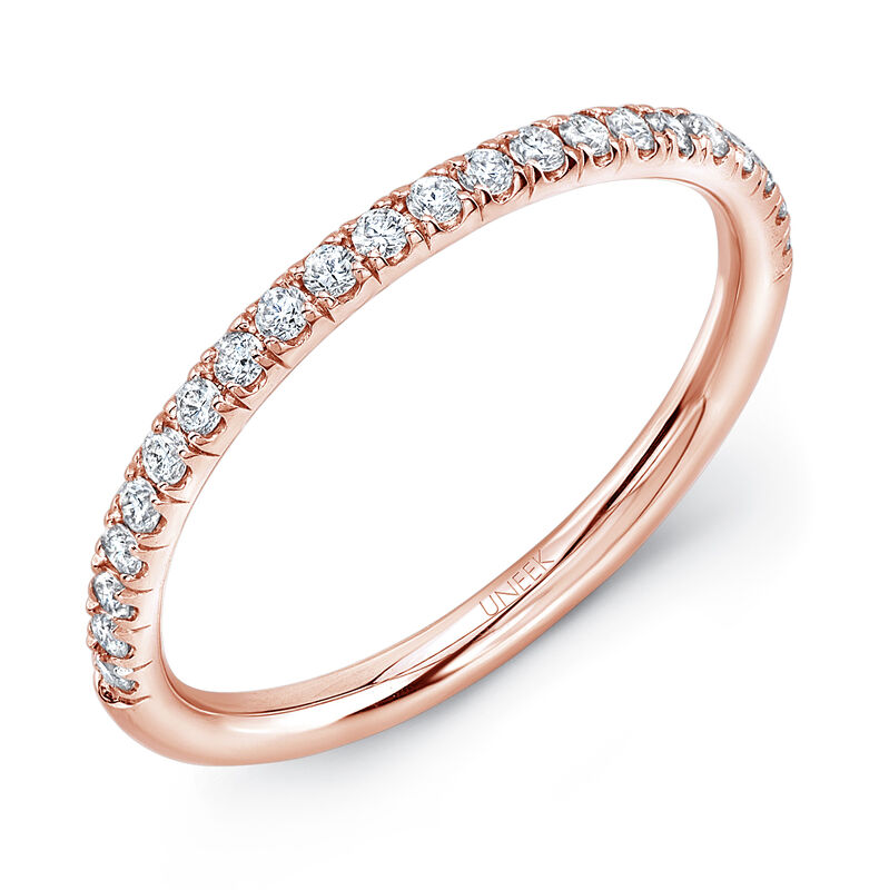 Uneek Round Diamond Wedding Band in 14K Rose Gold image number null